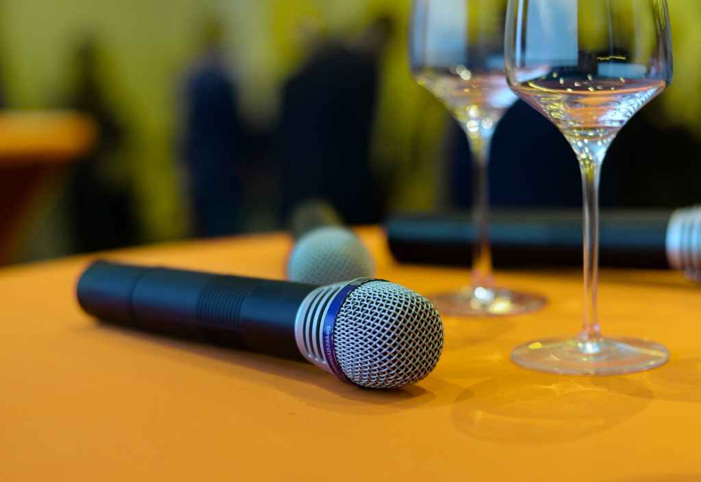 photo of wireless microphones on top of the table